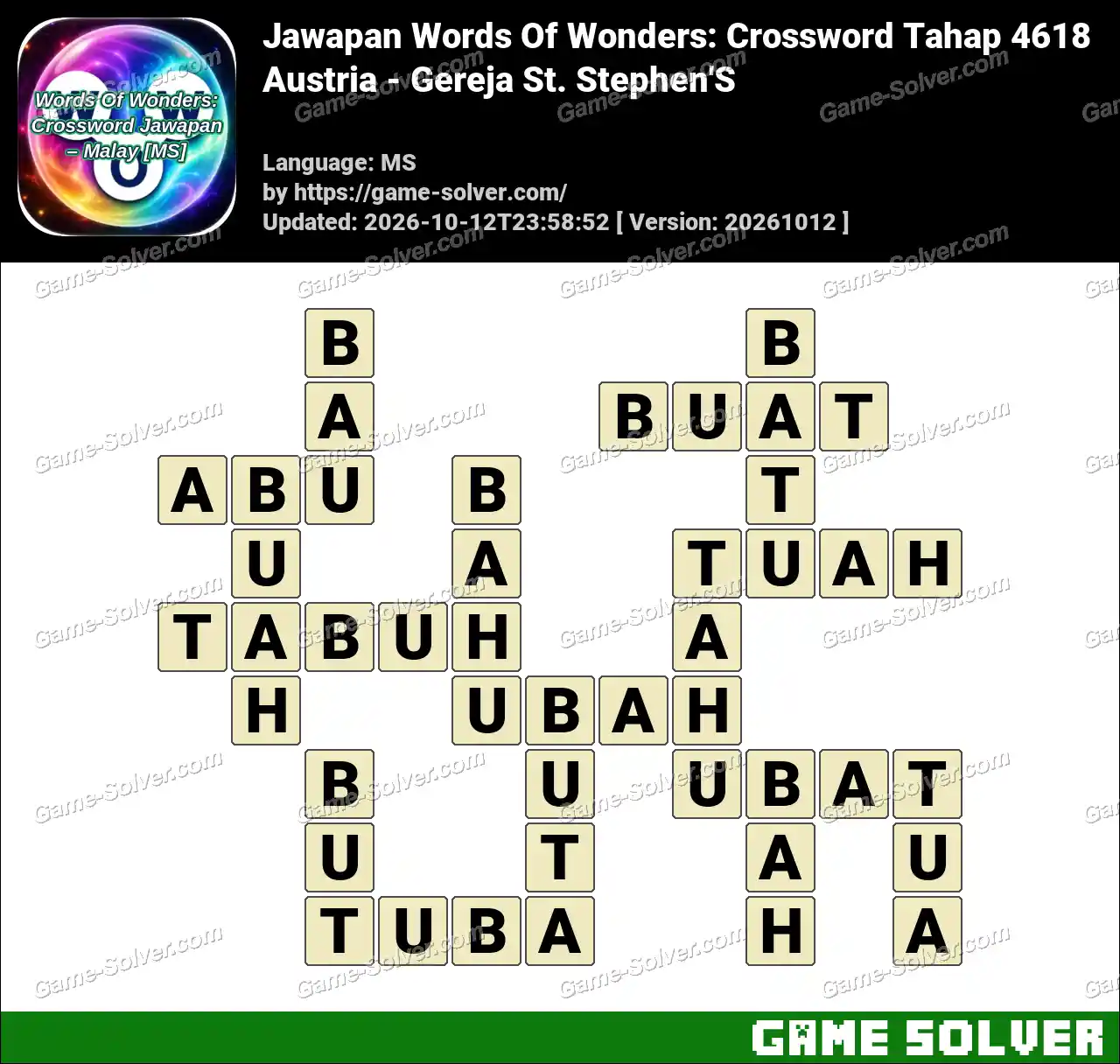 Jawapan Words Of Wonders: Crossword Tahap 4618 – Austria – Gereja St. Stephen’S
